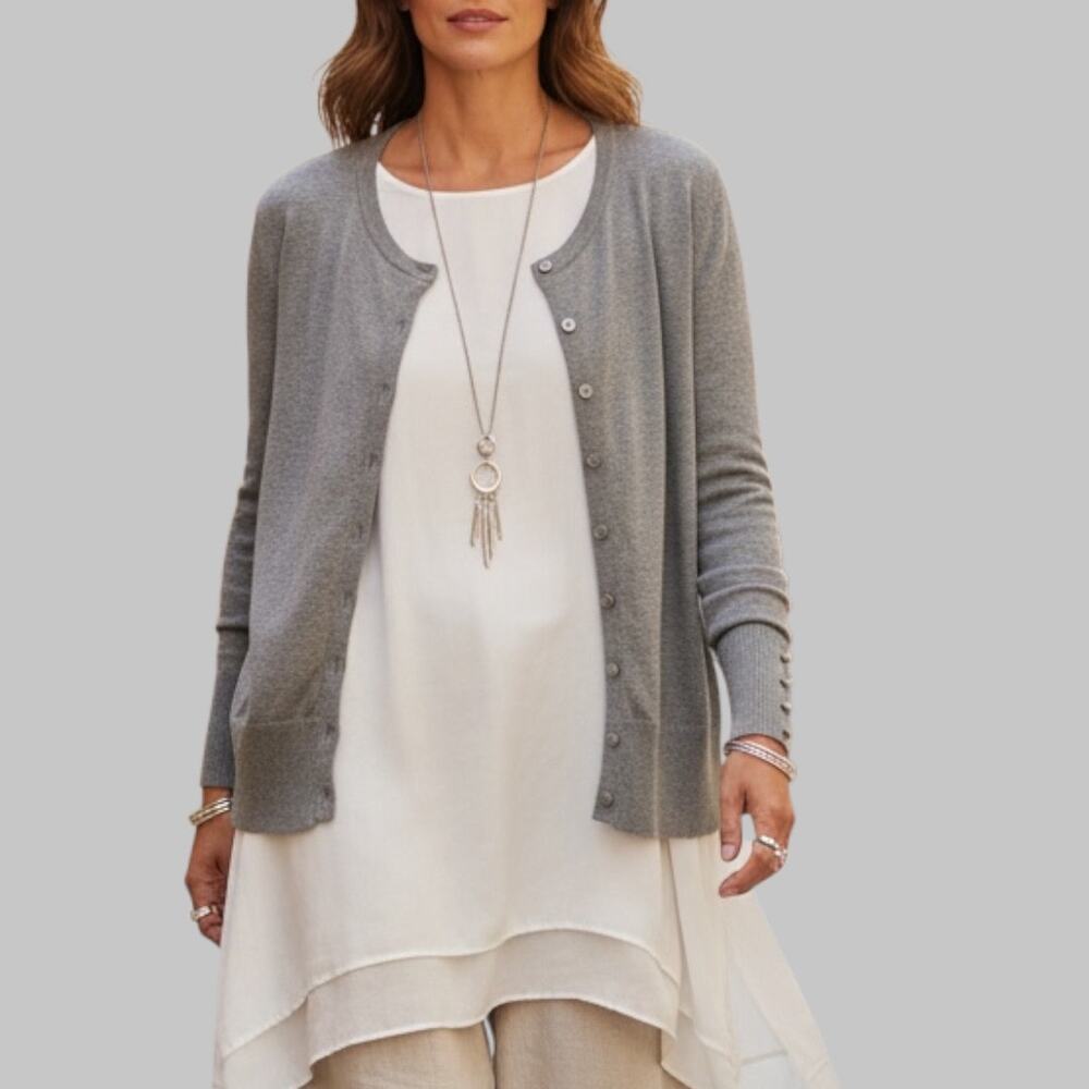 Philosophy Long Sleeve Button Up Grey Cardigan Sweater Office Minimalist 2XL